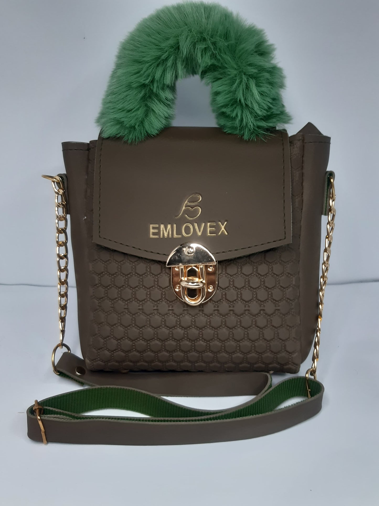 The Classic Olive Green Fur Handle Mini Bag Wolvegaze.store