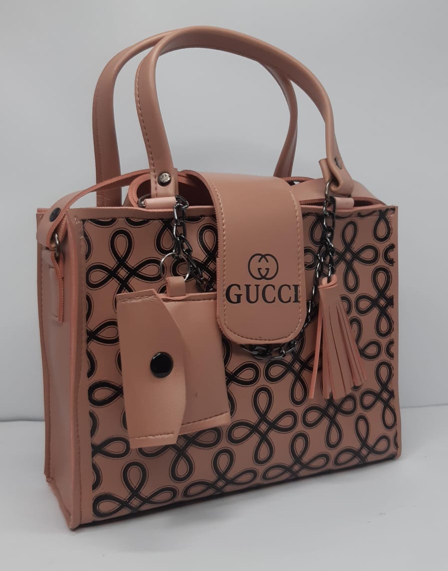 Pink And Black Luxury Loop Lock Tote Bag Wolvegaze.store